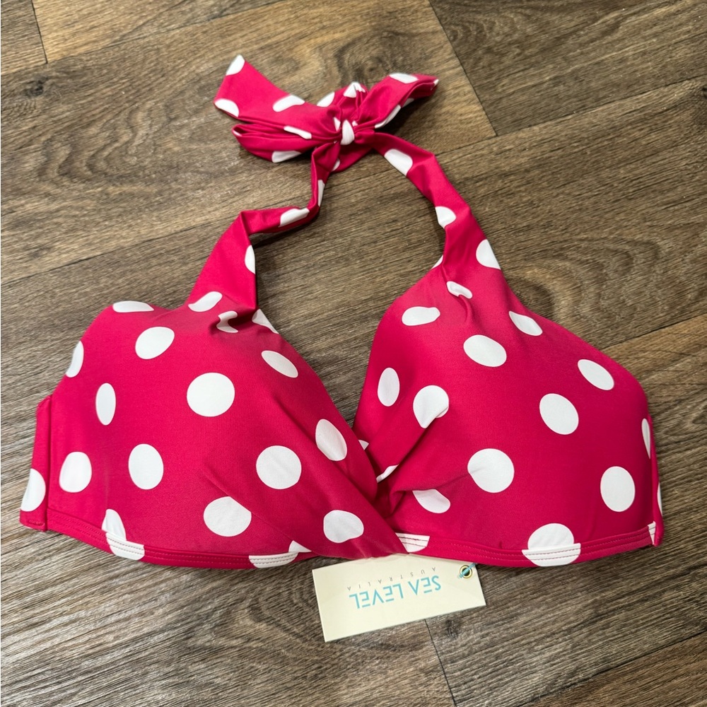 Sea Level Polka Dot D-DD Cup Halter Bikini Top - Rose